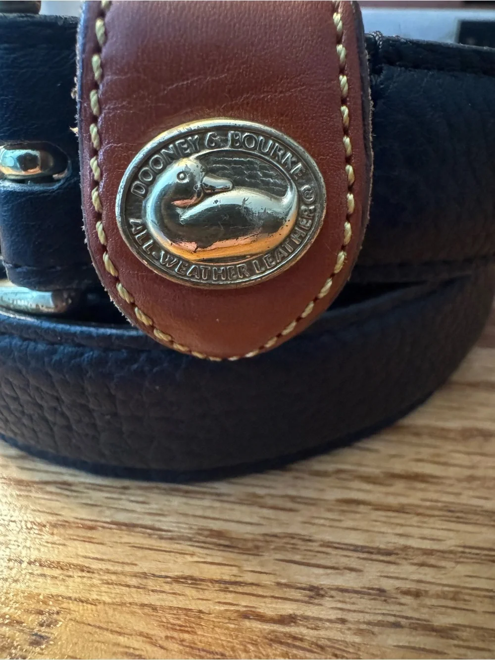 Dooney & Bourke Black Leather Women’s Belt with Brown Accents